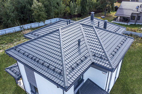 Купить Металлочерепица Гранд Лайн / Grand Line, Kvinta plus, Satin 0,5 цвет RAL7016 темно-серый графитовый - изображение 1